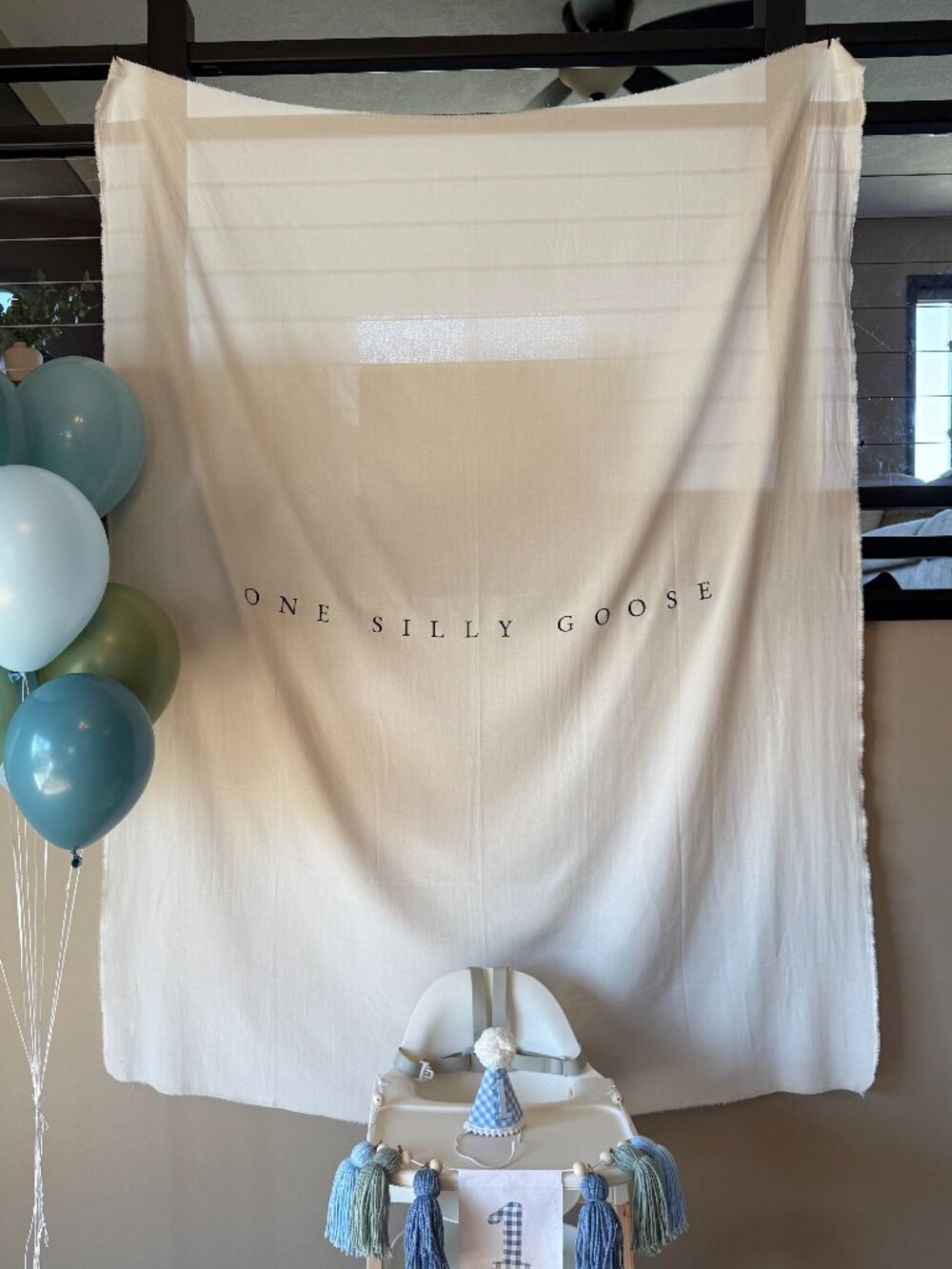One Silly Goose Linen Fabric Banner